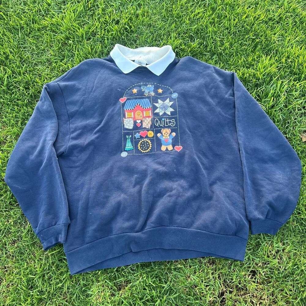 Gopher Sport Quilting Teddy Bear Sweatshirt Size XL Vintage USA